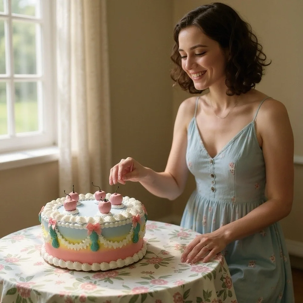 Pastel Faux Cake Decor w/ Cherries | Coquette Fake Cake Kawaii Display